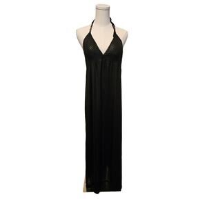 Coogi vintage maxi dress halter neck logos black‎ size Large